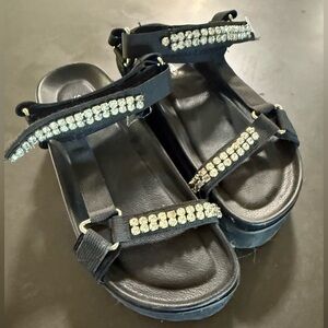 Shoe Dazzle Black Sandals with Sparkling Accents